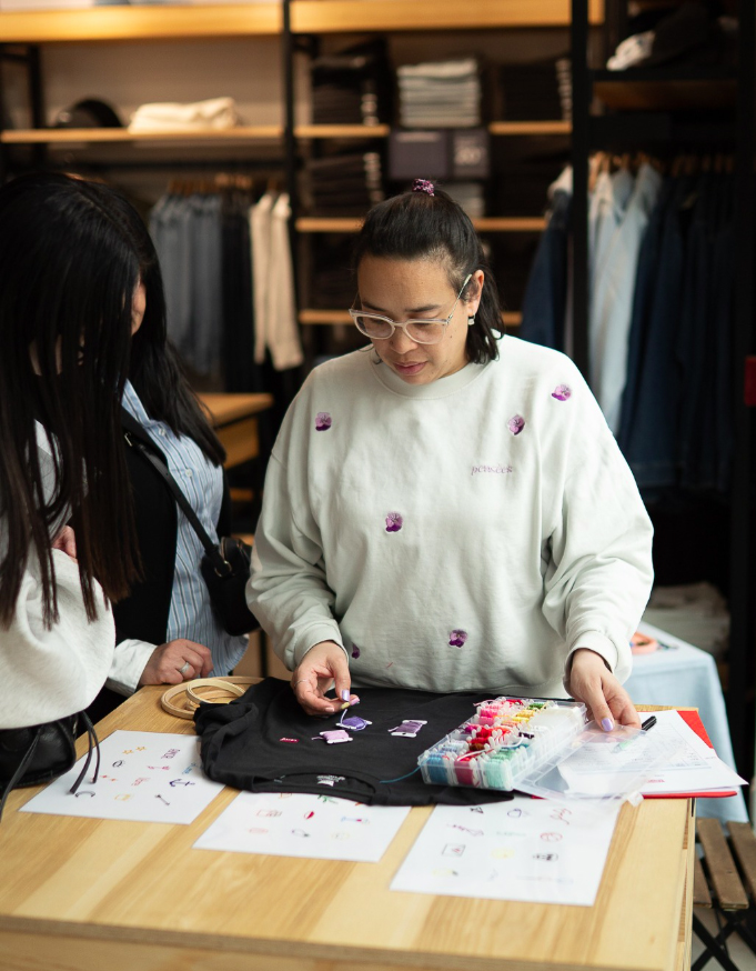 Broderie machine en action